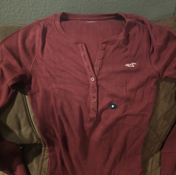 Hollister Tops - Hollister Burgundy Button-Up Henley